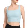 imageYvette Yoga Sports Bras for Women Longline Square Neck Plain Light Support Padded Wireless Bra Full Coverage Cropped Tank TopBlue