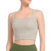 imageYvette Yoga Sports Bras for Women Longline Square Neck Plain Light Support Padded Wireless Bra Full Coverage Cropped Tank TopLight Beige
