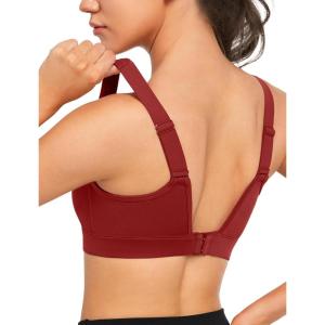 imageYvette Adjustable Molded Cup Supportive Sports Bras  High Impact Wireless Bra for Large BreastsRed