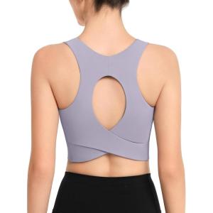 imageYvette Elegant Backless Yoga Bra Womens Light Support Sports Bra with Wide Shoulder Straps  Comfort Style ampamp Secure FitViolet