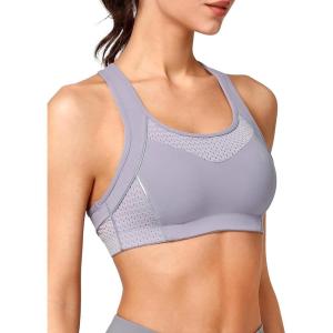 imageYvette Sports Bras for Women High Impact Support Racerback Sports Bra Plus Size No Underwire for Running WorkoutBlue Purple
