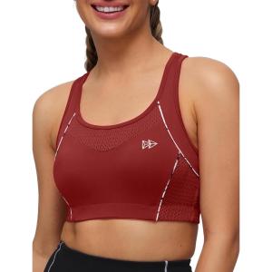 imageYvette Sports Bras for Women High Impact Support Racerback Sports Bra Plus Size No Underwire for Running WorkoutBurgundy