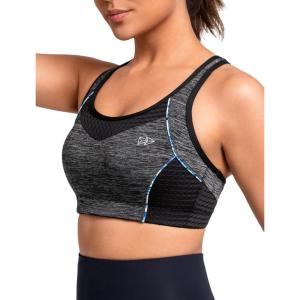imageYvette Sports Bras for Women High Impact Support Racerback Sports Bra Plus Size No Underwire for Running WorkoutDark Grey