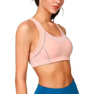 imageYvette Sports Bras for Women High Impact Support Racerback Sports Bra Plus Size No Underwire for Running WorkoutPink