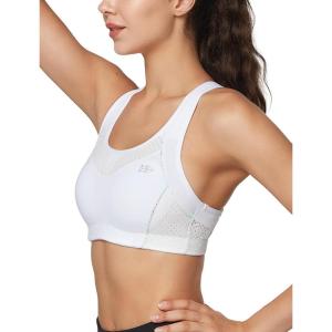 imageYvette Sports Bras for Women High Impact Support Racerback Sports Bra Plus Size No Underwire for Running WorkoutWhite