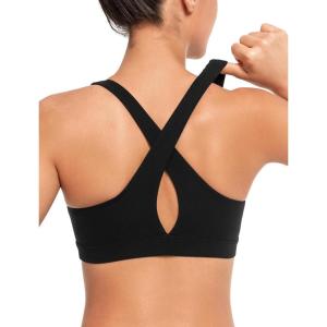 imageYvette Yoga Sports Bras for Women Light Support Sexy Criss Cross Back Bra with Removable PadBlack