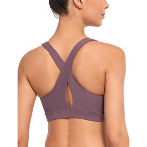 imageYvette Yoga Sports Bras for Women Light Support Sexy Criss Cross Back Bra with Removable PadPurple