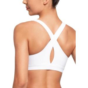 imageYvette Yoga Sports Bras for Women Light Support Sexy Criss Cross Back Bra with Removable PadWhite