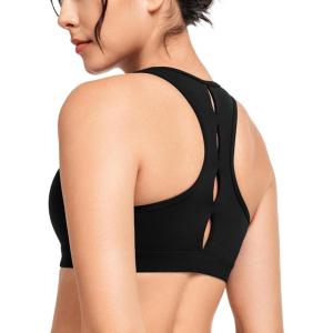 imageYvette Yoga Sports Bras for Women Low Impact Paded Racerback Bra with Removable PadsBlack