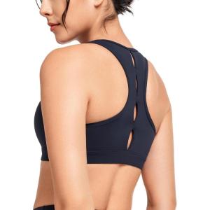 imageYvette Yoga Sports Bras for Women Low Impact Paded Racerback Bra with Removable PadsNavy