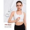 imageYvette Front Zipper Sports Bras for Women High Support Large Bust Mesh Racerback Sports Bra High Impact Running WorkoutWhite