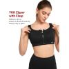 imageYvette High Impact Sports Bras for Women Front Zipper Jacquard Plus Size Full Support Molded Cup Sports Bra for RunningBlack