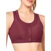 imageYvette High Support Sports Bras for Women Double Deck Straps High Impact Mesh Zip Front Sports Bra for RunningBurgundy