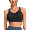 imageYvette Front Zip Sports Bras for Women High Impact Mesh Racerback Full Support Sports Bra Plus Size for RunningBlack