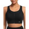 imageYvette High Impact Sports Bras for Women with Front Zipper Full Support Racerback Sports Bra Plus Size for Running GymBlack