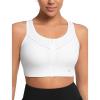 imageYvette High Impact Sports Bras for Women with Front Zipper Full Support Racerback Sports Bra Plus Size for Running GymWhite