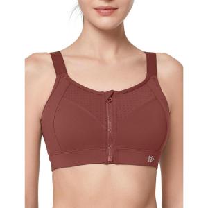 imageYvette Adjustable Sports Bras for Women High Impact  Zip Front Sports Bra Plus Size Wireless for Running WorkoutBrick Red
