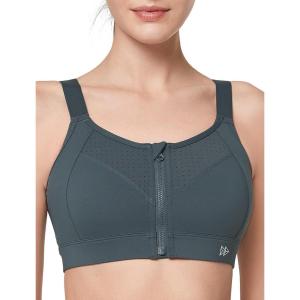 imageYvette Adjustable Sports Bras for Women High Impact  Zip Front Sports Bra Plus Size Wireless for Running WorkoutHaze Blue