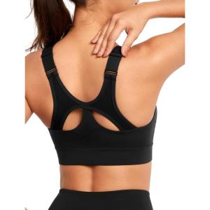 imageYvette Adjustable Sports Bras for Women High Impact Front Zip Mesh Supportive Bras for Large Bust Plus SizeBlack