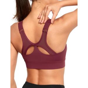 imageYvette Adjustable Sports Bras for Women High Impact Front Zip Mesh Supportive Bras for Large Bust Plus SizeBurgundy