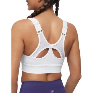 imageYvette Adjustable Sports Bras for Women High Impact Front Zip Mesh Supportive Bras for Large Bust Plus SizeWhite
