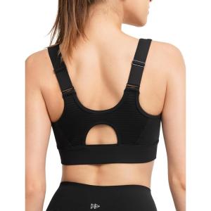 imageYvette Adjustable Zip Front Sports Bras for Women High Support Impact Large Bust Supportive Sports Bra for RunningBlack