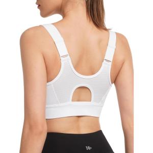 imageYvette Adjustable Zip Front Sports Bras for Women High Support Impact Large Bust Supportive Sports Bra for RunningWhite
