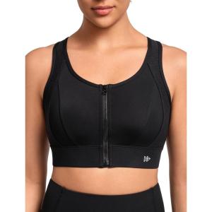 imageYvette Front Closure Sports Bras for Women High Support Large Bust Racerback Molded Cup Sports Bra High Impact for RunningBlack