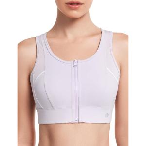 imageYvette Front Closure Sports Bras for Women High Support Large Bust Racerback Molded Cup Sports Bra Plus SizePurple