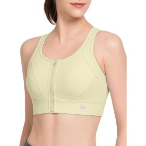 imageYvette Front Closure Sports Bras for Women High Support Large Bust Supportive Racerback Sports Bra for RunningYellow