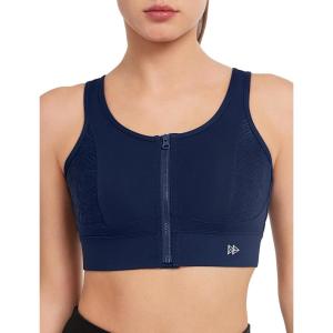 imageYvette Front Closure Supportive Sports Bras for Women High Impact Plus Size Sports Bra Full Support Running WorkoutBlue
