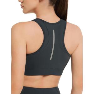 imageYvette Front Zipper Sports Bras for Women High Support Color Blocking Plus Size Sports Bra High Impact for Running WorkoutHaze Blue