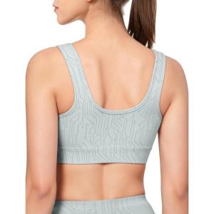 imageYvette High Impact Sports Bras for Women Front Zipper Jacquard Plus Size Full Support Molded Cup Sports Bra for RunningGrey