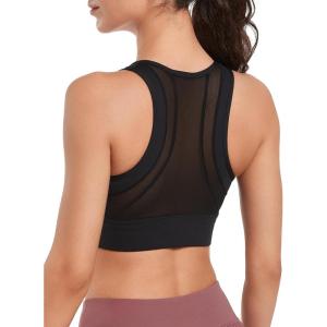 imageYvette High Impact Sports Bras for Women Large Bust Zip Front Closure Sports Bra High Support for Running WorkoutBlack