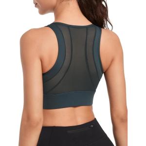 imageYvette High Impact Sports Bras for Women Large Bust Zip Front Closure Sports Bra High Support for Running WorkoutHaze Blue