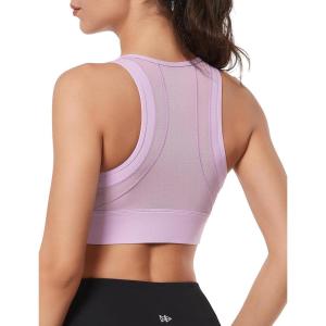imageYvette High Impact Sports Bras for Women Large Bust Zip Front Closure Sports Bra High Support for Running WorkoutPurple