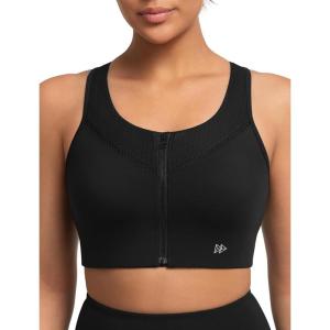 imageYvette High Impact Sports Bras for Women with Front Zipper Full Support Racerback Sports Bra Plus Size for Running GymBlack