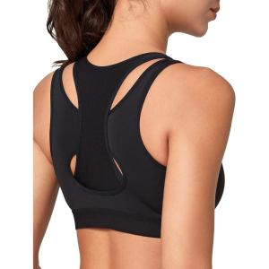 imageYvette High Support Sports Bras for Women Double Deck Straps High Impact Mesh Zip Front Sports Bra for RunningBlack