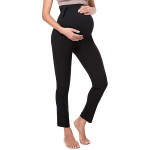 imageYvette Maternity Pants Over The Belly for Work High Waisted Stretch Comfy Pregnancy Casual PantsBlack