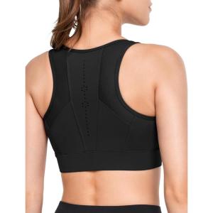imageYvette Zip Front Sports Bras for Women High Impact Supportive Large Bust Bras for RunningBlack