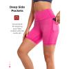 imageYvette Biker Shorts with Pockets for Women 3quot  4quot  6quot  8quot Tummy Control High Waist Running Workout Gym Yoga ShortsRose Red