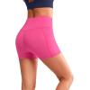 imageYvette Biker Shorts with Pockets for Women 3quot  4quot  6quot  8quot Tummy Control High Waist Running Workout Gym Yoga ShortsRose Red