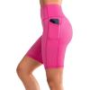 imageYvette Biker Shorts with Pockets for Women 3quot  4quot  6quot  8quot Tummy Control High Waist Running Workout Gym Yoga ShortsRose Red