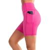 imageYvette Biker Shorts with Pockets for Women 3quot  4quot  6quot  8quot Tummy Control High Waist Running Workout Gym Yoga ShortsRose Red