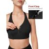 imageYvette Front Clasp Sports Bras for Women Light Impact Cute Soft Comfort Wireless Padded Fitness Workout Padded Yoga Tank TopBlack