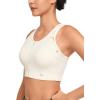imageYvette Front Zip Sports Bras for Women High Support Racerback High Impact Printed Running Bra for Large BustIvory