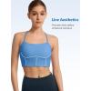 imageYvette Halter Sports Bra for Women Thin Strap Yoga Tops with Removable PadsBlue