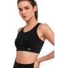 imageYvette Lace Front Zip Sports Bras for Women High Impact Running Bras for Large BustBlack