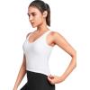 imageYvette Longline Yoga Sports Bra Crisscross Back Thin Straps Removable Padding Full Coverage Workout Tank TopWhite
