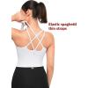 imageYvette Longline Yoga Sports Bra Crisscross Back Thin Straps Removable Padding Full Coverage Workout Tank TopWhite